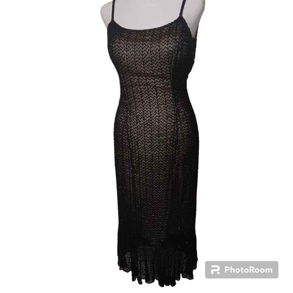 Cache vintage beeded black dress -- size 4